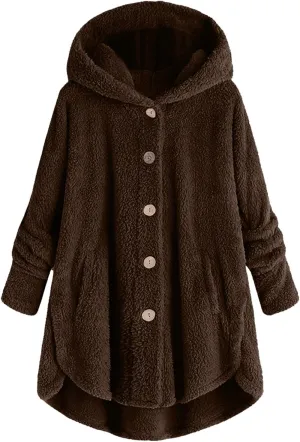 Fur Coats for Women Hooded Fall Winter Jackets 2023 Solid Women's Fleece Jackets & Coats Fuzzy Faux Fur Teddy Jacket