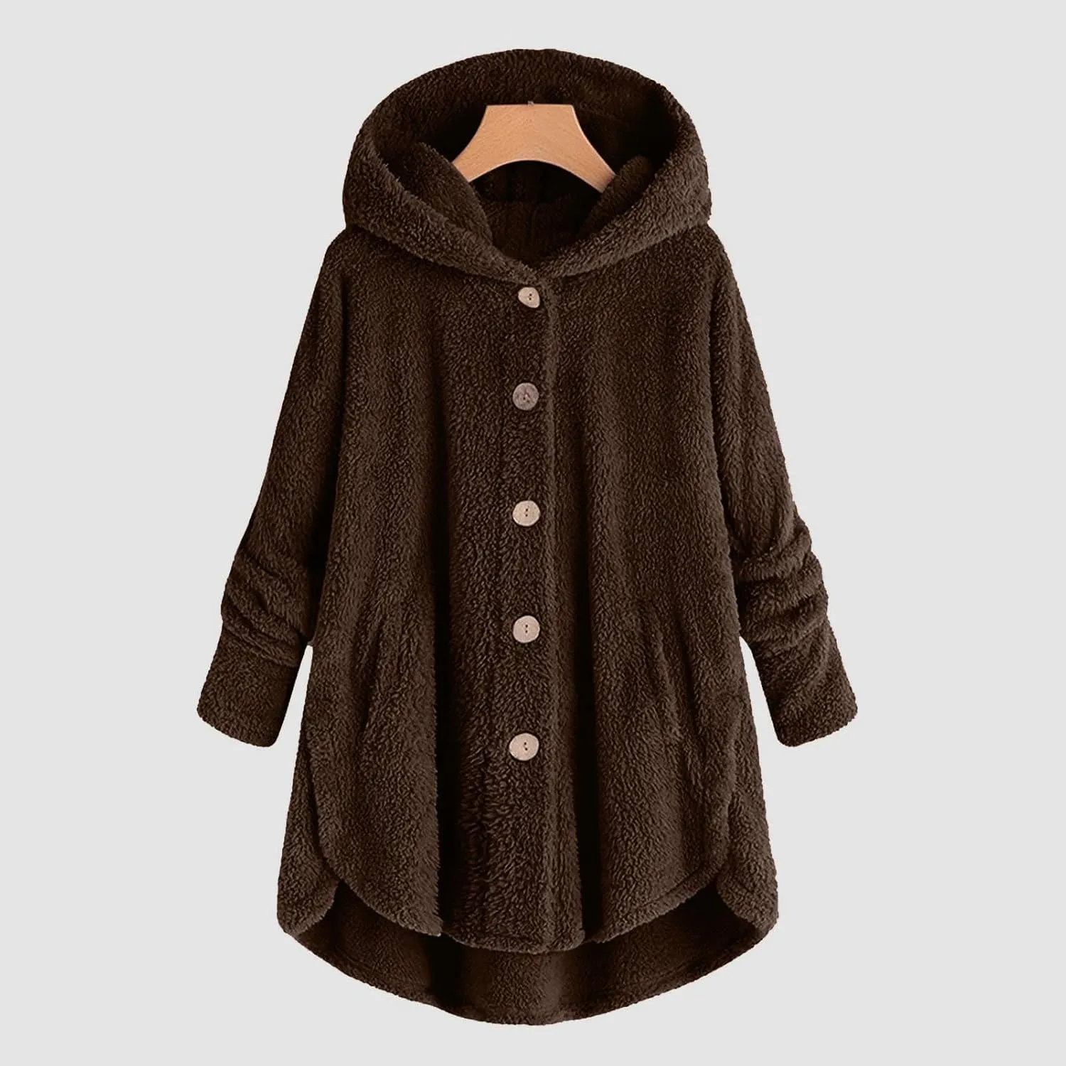 Fur Coats for Women Hooded Fall Winter Jackets 2023 Solid Women's Fleece Jackets & Coats Fuzzy Faux Fur Teddy Jacket