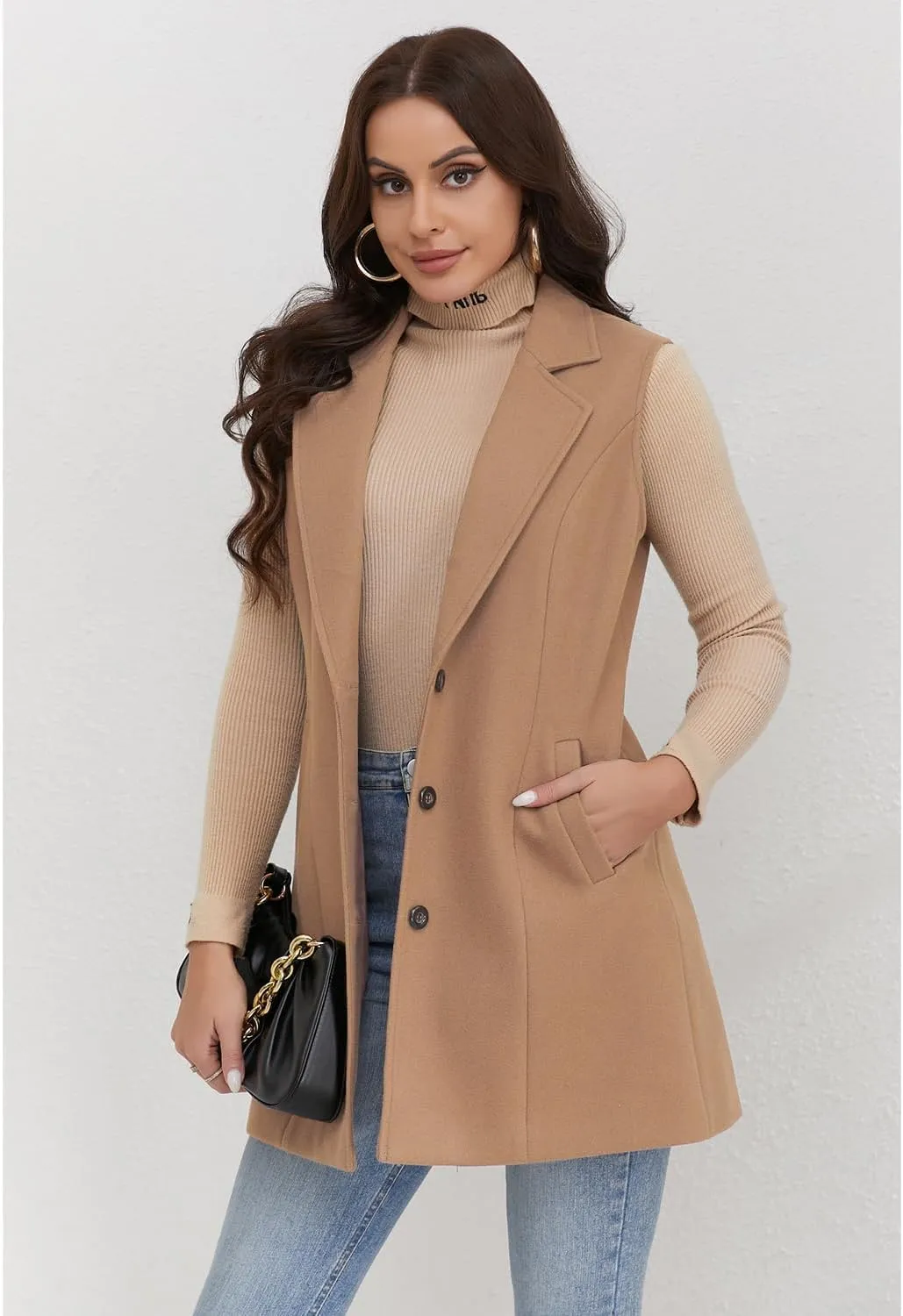 IDEALSANXUN Plaid Vest for Women Fall Winter Sleeveless Blazer Jackets