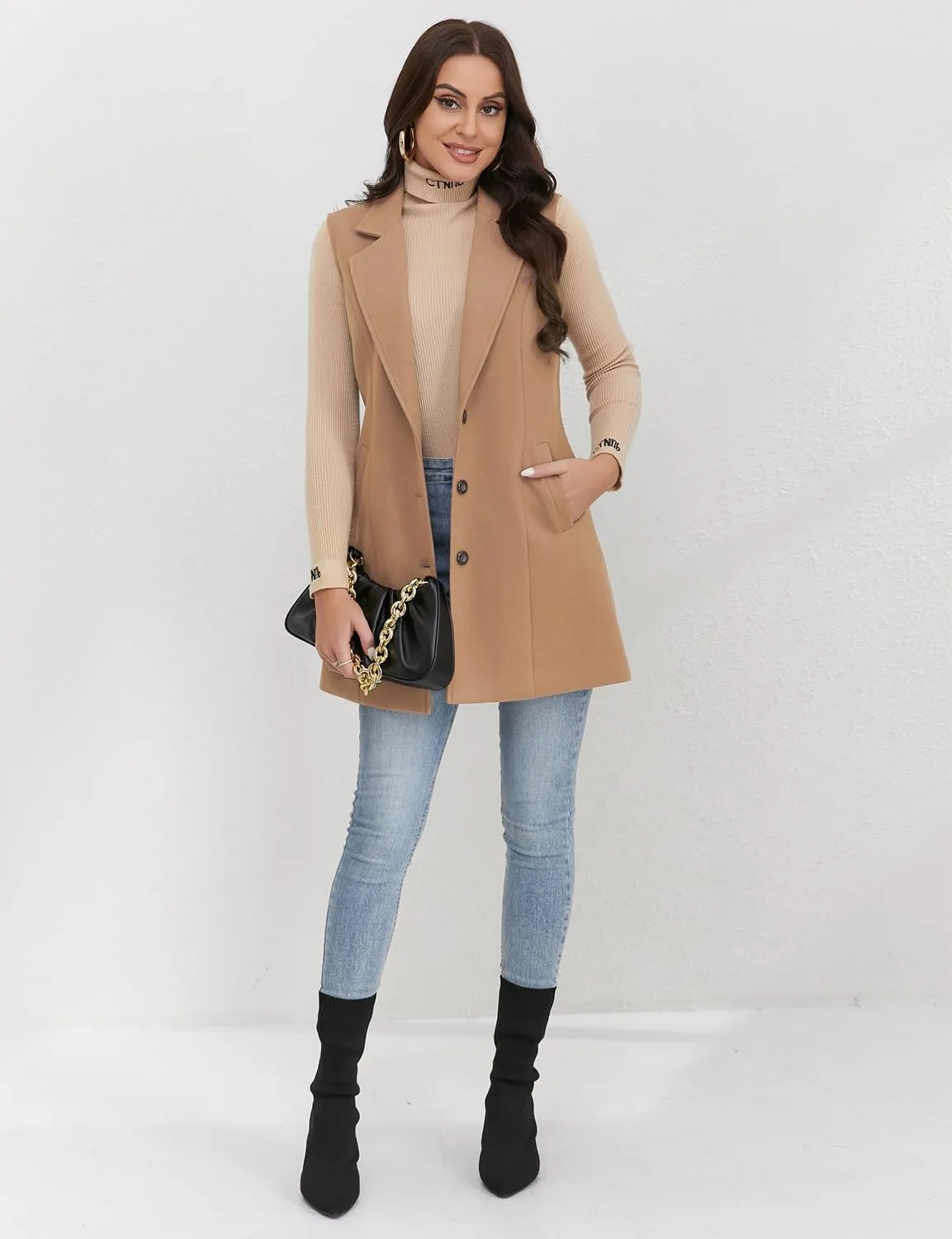 IDEALSANXUN Plaid Vest for Women Fall Winter Sleeveless Blazer Jackets