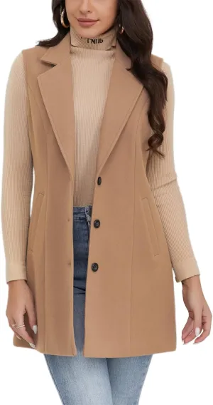 IDEALSANXUN Plaid Vest for Women Fall Winter Sleeveless Blazer Jackets