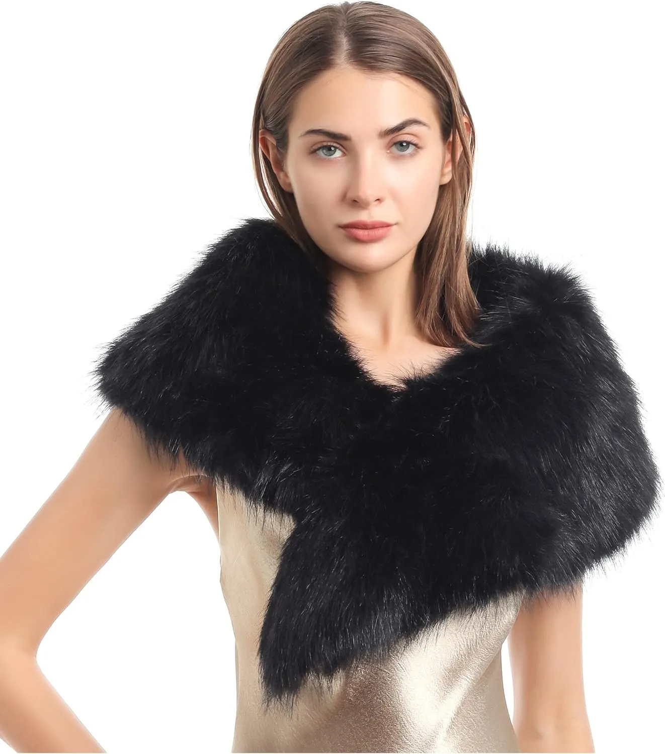 LA CARRIE Women's Faux Fur Collar Scarf Wrap Cold Winter Warmer