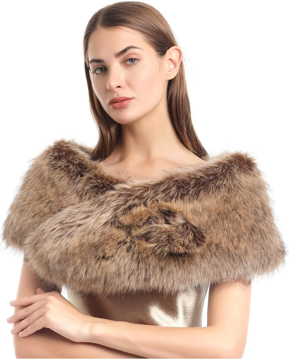LA CARRIE Women's Faux Fur Collar Scarf Wrap Cold Winter Warmer