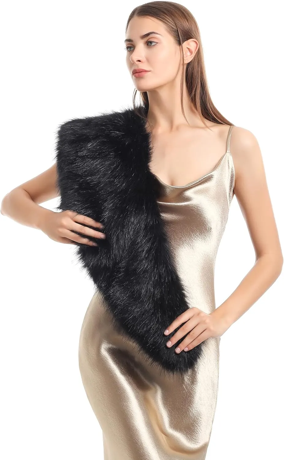 LA CARRIE Women's Faux Fur Collar Scarf Wrap Cold Winter Warmer