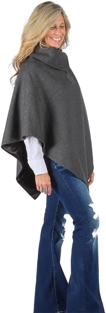 Lined Poncho Cape Coat for Women in Herringbone Wool Blends and Tartan Cotton Blend for Warmth and Style