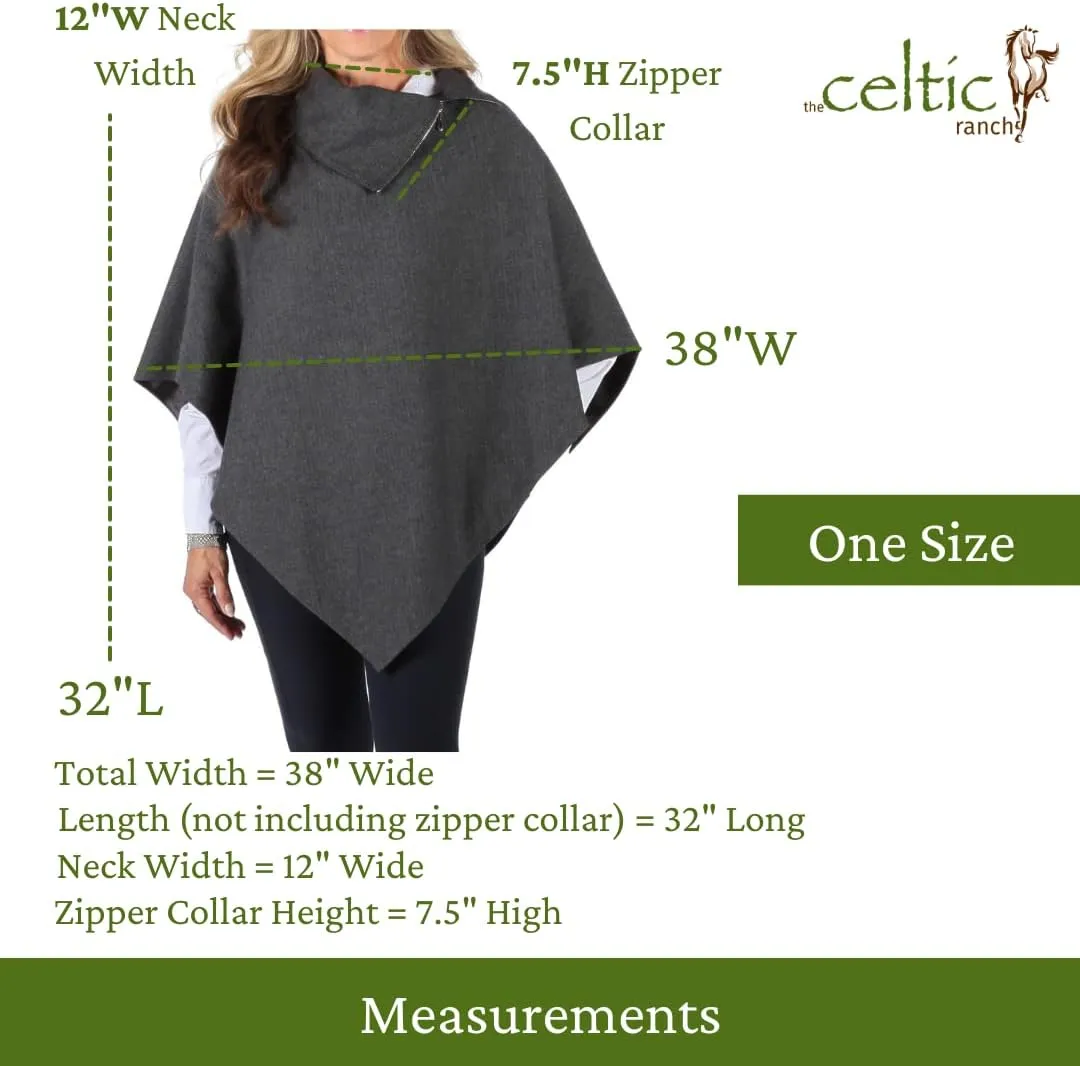 Lined Poncho Cape Coat for Women in Herringbone Wool Blends and Tartan Cotton Blend for Warmth and Style