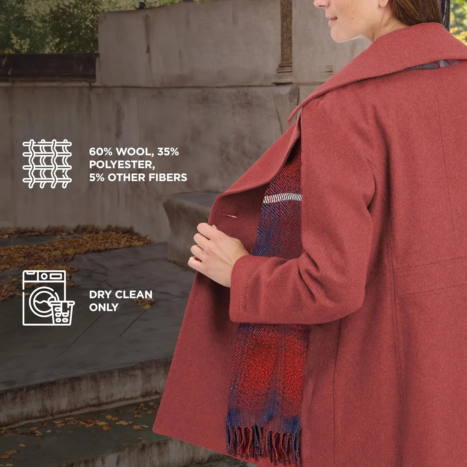 LONDON FOG Women's Double Breasted Peacoat with Scarf