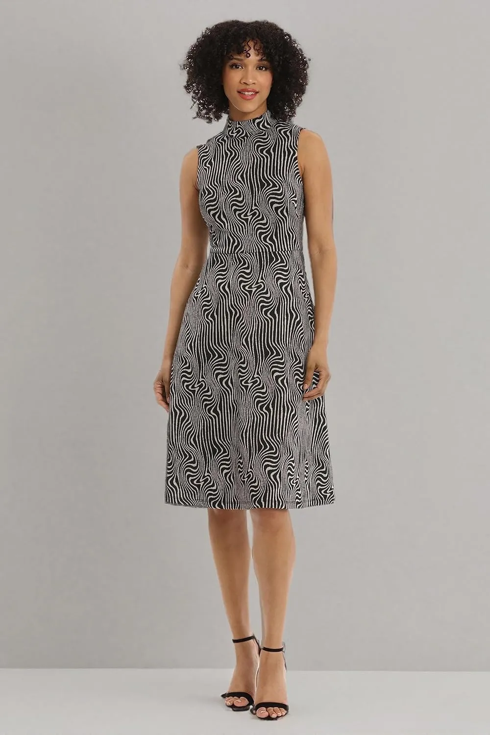 Maggy London Women's Mock Neck Sleeveless Fit and Flare Dress