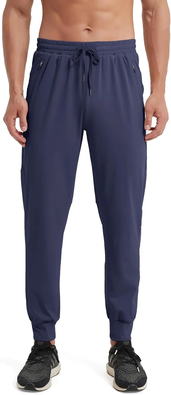 Men's Athletic Jogging Hiking Pants Lightweight Quick Dry Pants Gym Running Sweatpants Workout with Zipper Pockets