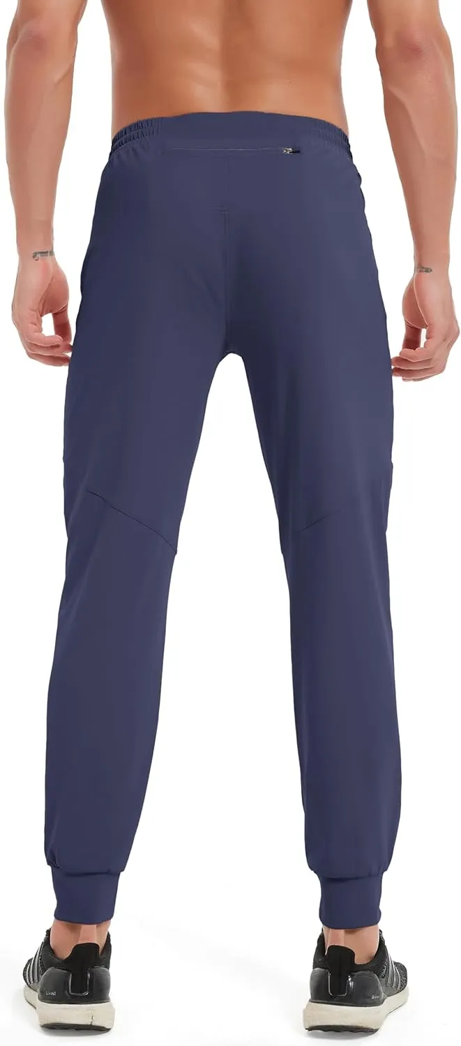 Men's Athletic Jogging Hiking Pants Lightweight Quick Dry Pants Gym Running Sweatpants Workout with Zipper Pockets