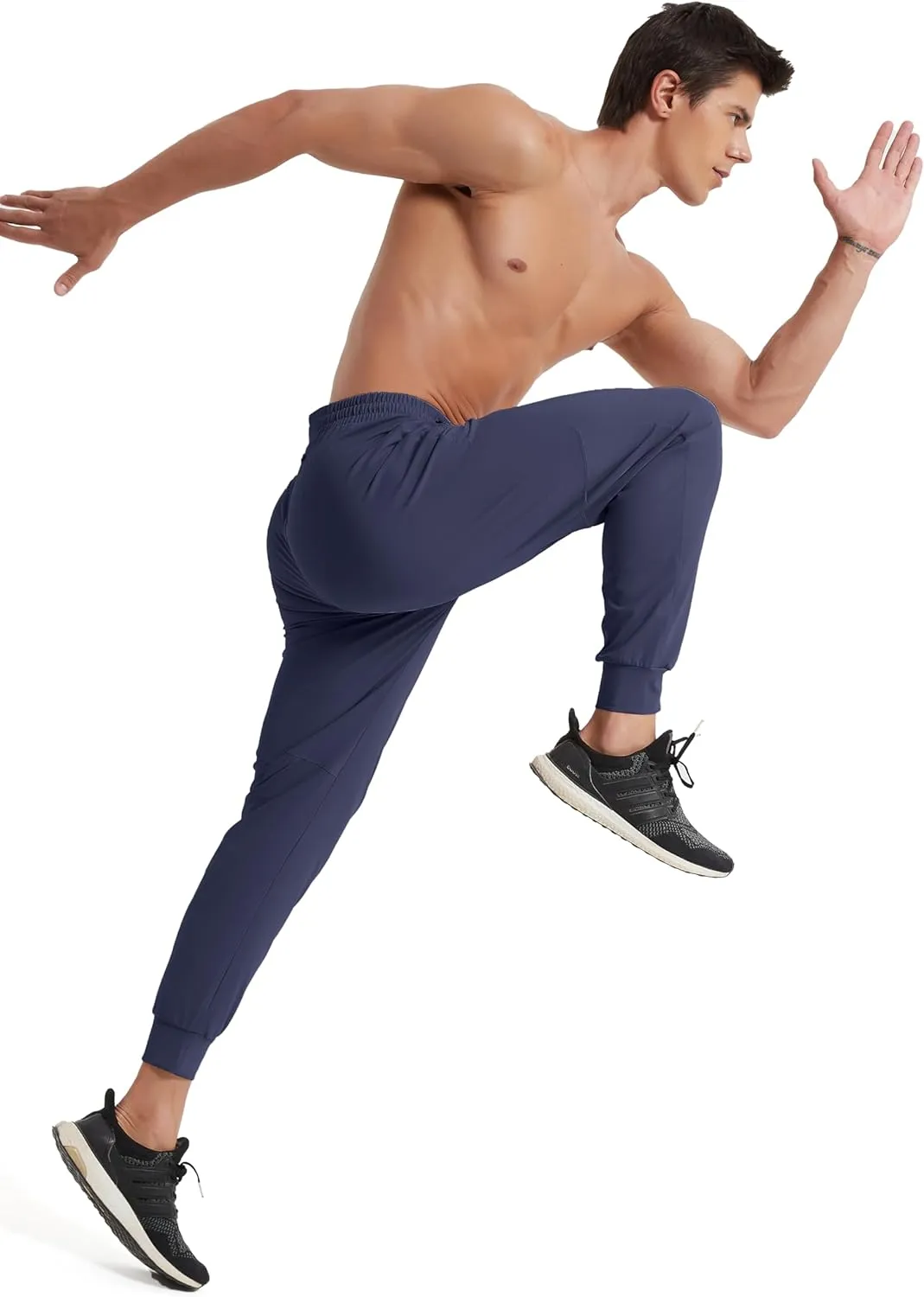 Men's Athletic Jogging Hiking Pants Lightweight Quick Dry Pants Gym Running Sweatpants Workout with Zipper Pockets