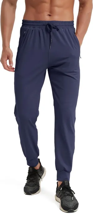 Men's Athletic Jogging Hiking Pants Lightweight Quick Dry Pants Gym Running Sweatpants Workout with Zipper Pockets