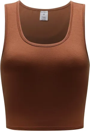 OThread & Co. Women's Basic Crop Tops Stretchy Casual Scoop Neck Sleeveless Crop Tank Top