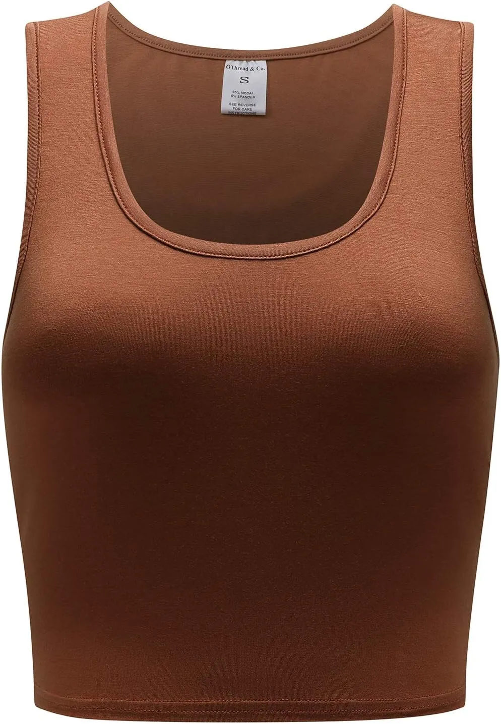 OThread & Co. Women's Basic Crop Tops Stretchy Casual Scoop Neck Sleeveless Crop Tank Top