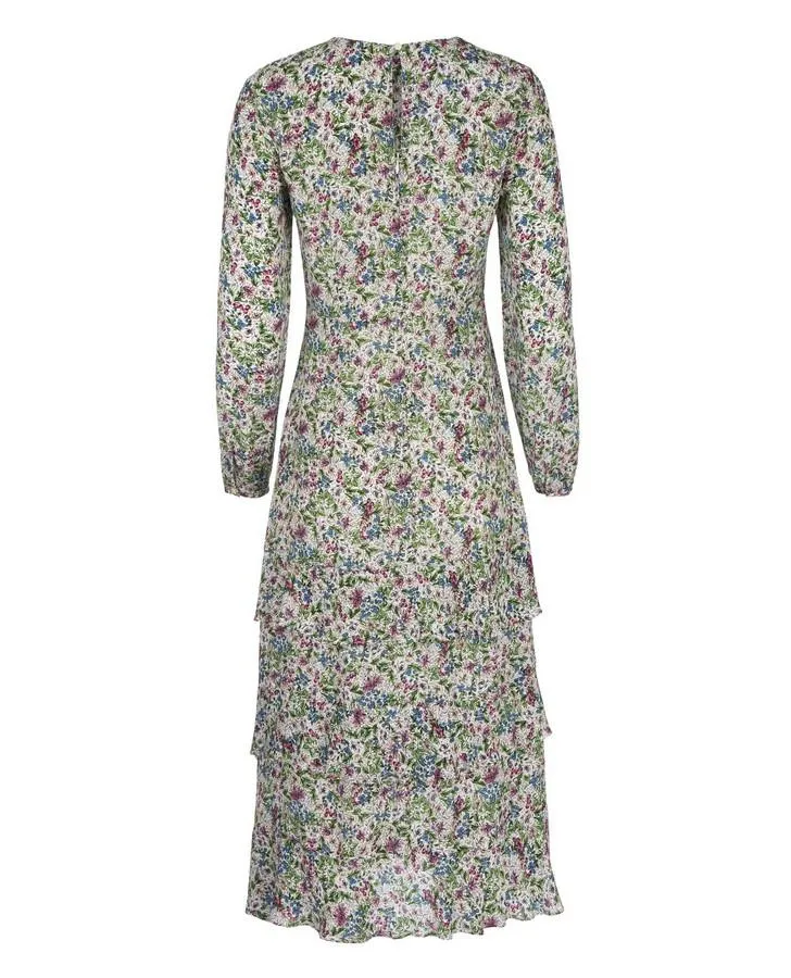 Tiered Painterly Floral Dress