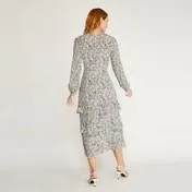 Tiered Painterly Floral Dress