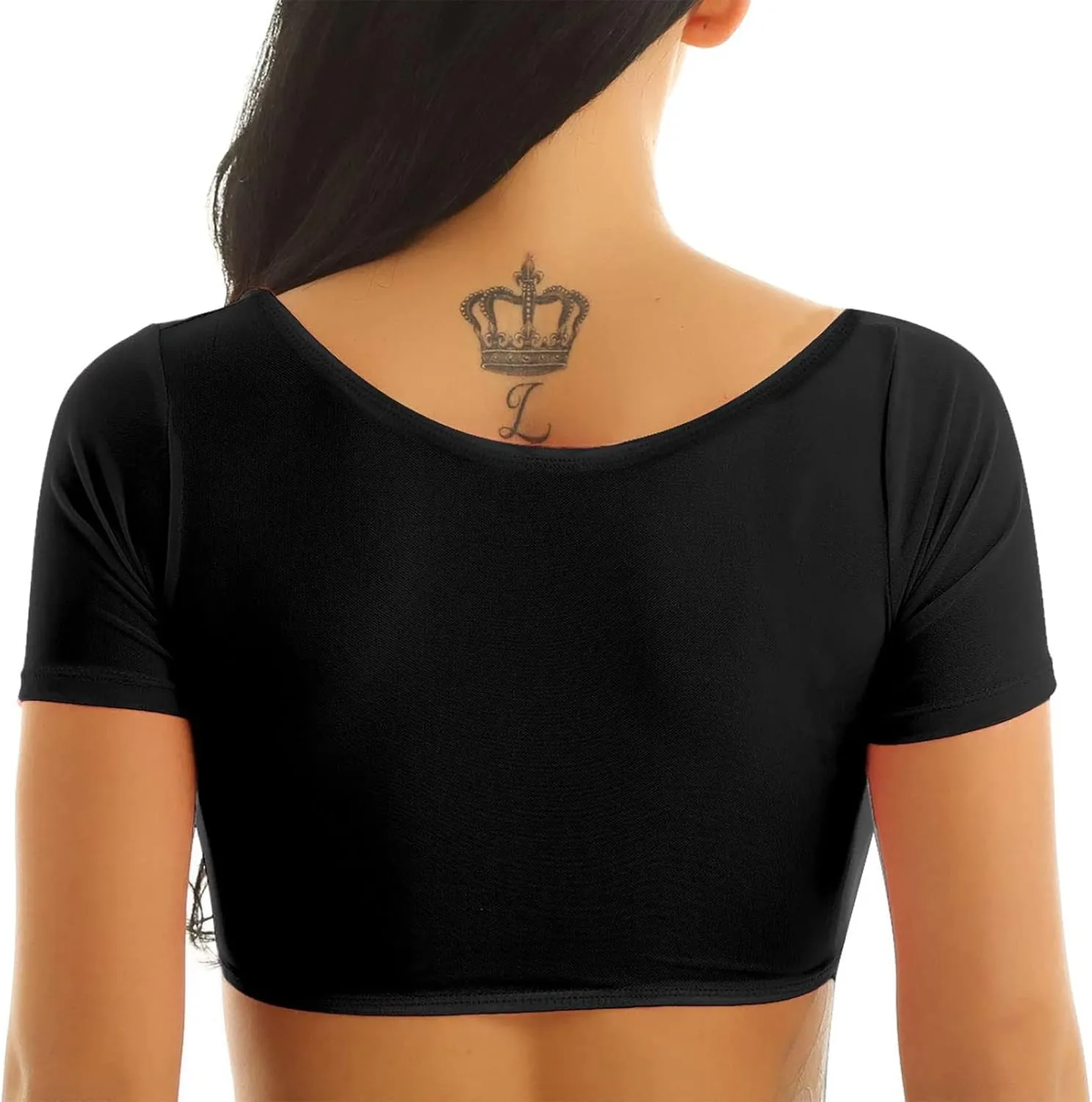 Women's Mesh Open Bust Short Sleeve Belly Dance Crop Top