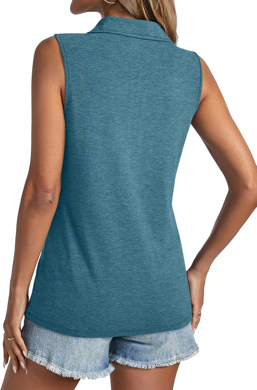 Womens Tank Tops Zipper V Neck Sleeveless Tops Dressy Casual Summer Tops Polo Shirts