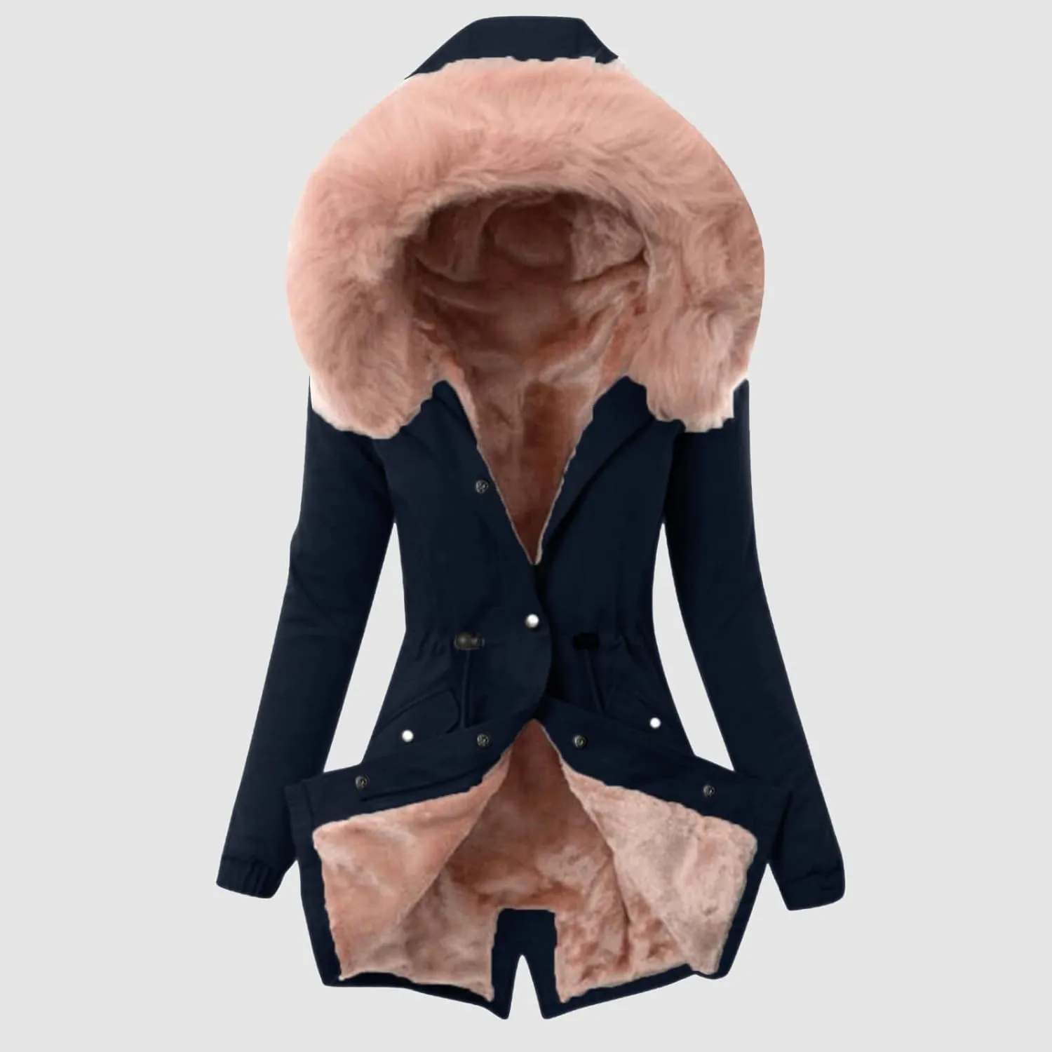 Women's Thick Fleece Lined Parka Faux Fur Collar Camouflage Solid Winter Coats Hooded Jackets Military Anorak Pockets